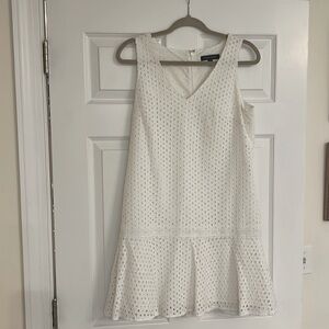 Banana Republic White Eyelet Drop Waist Dress
